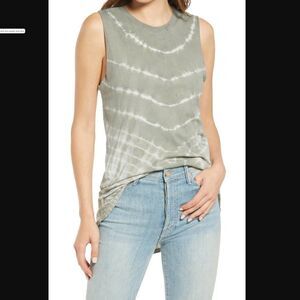 Treasure & Bond Green Tie Die Tank Top